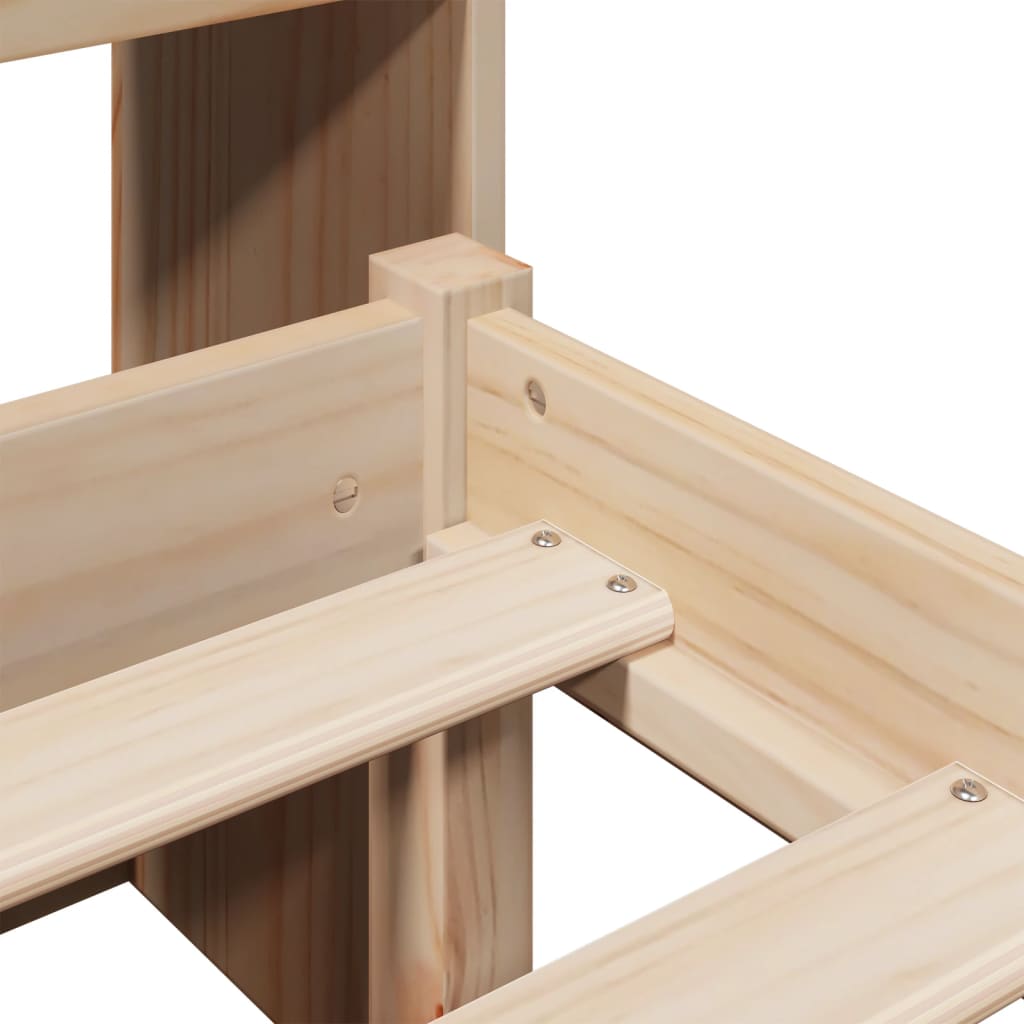 Seng med bokhylle uten madrass 120x200 cm heltre furu