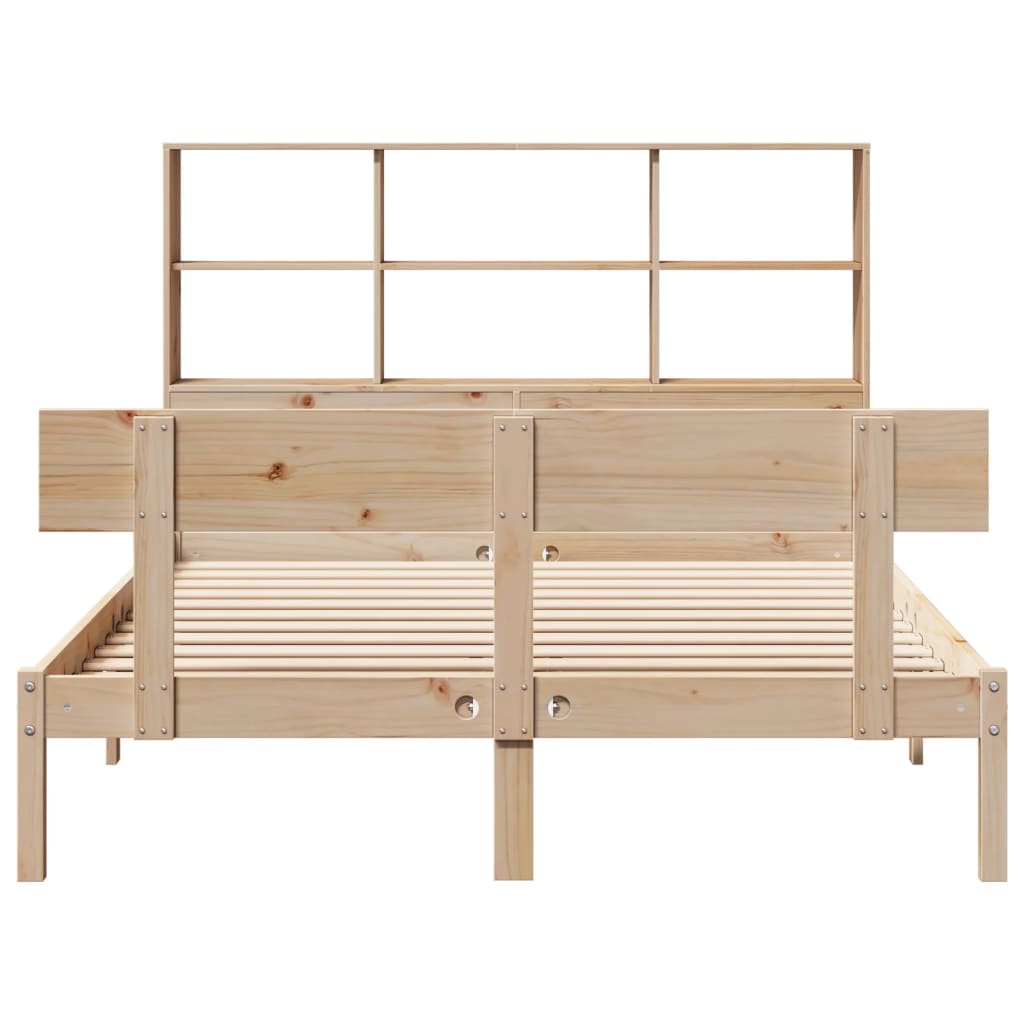 Seng med bokhylle uten madrass 160x200 cm heltre furu