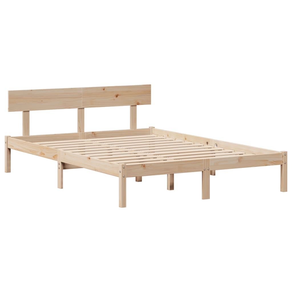 Seng med bokhylle uten madrass 160x200 cm heltre furu