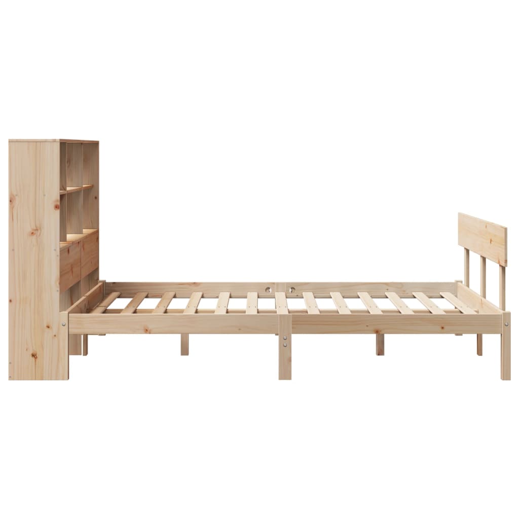 Seng med bokhylle uten madrass 160x200 cm heltre furu