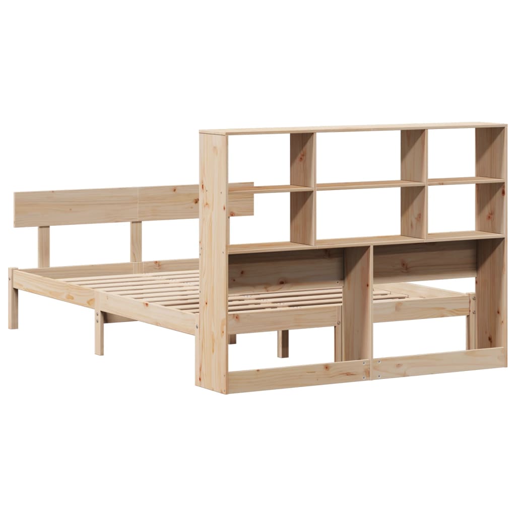Seng med bokhylle uten madrass 160x200 cm heltre furu