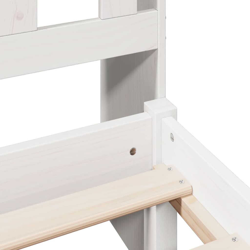 Seng med bokhylle uten madrass hvit 75x190 cm heltre furu