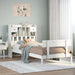 Seng med bokhylle uten madrass hvit 75x190 cm heltre furu