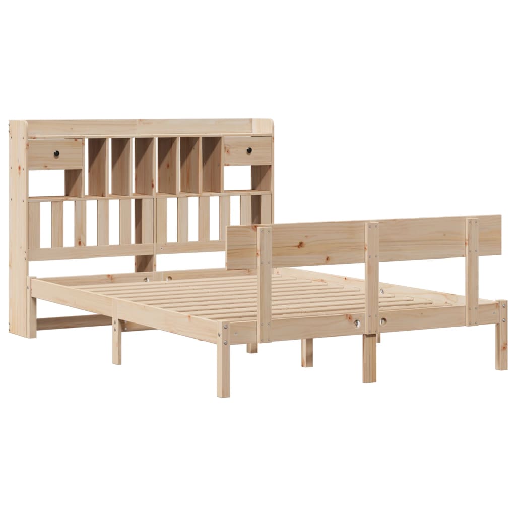 Seng med bokhylle uten madrass 140x190 cm heltre furu