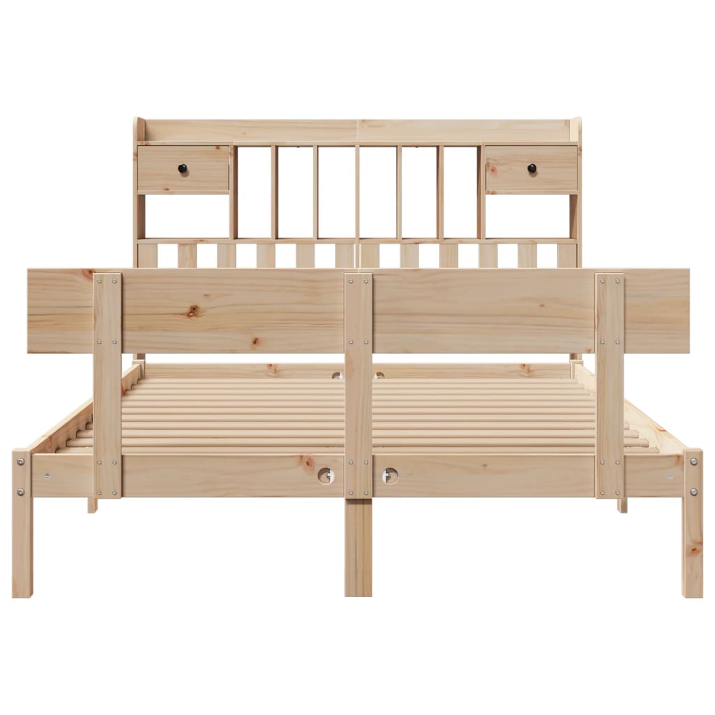 Seng med bokhylle uten madrass 140x190 cm heltre furu