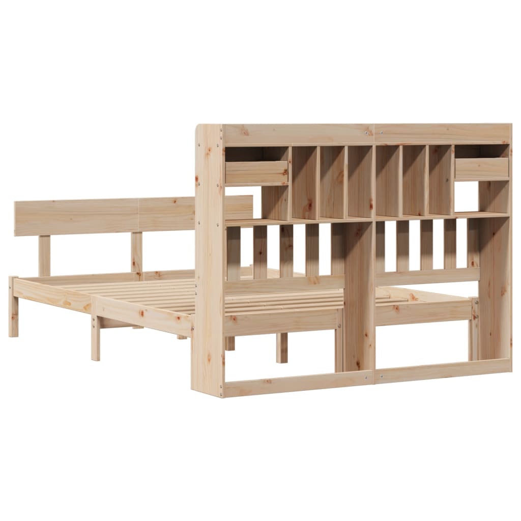 Seng med bokhylle uten madrass 140x190 cm heltre furu