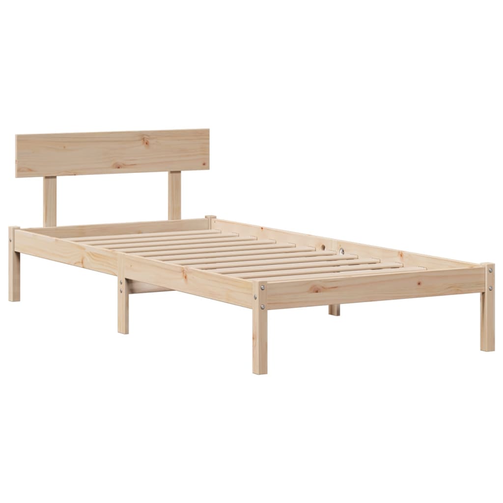 Seng med bokhylle uten madrass 90x200 cm heltre furu