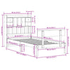 Seng med bokhylle uten madrass 90x200 cm heltre furu