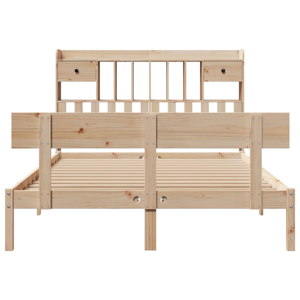 Seng med bokhylle uten madrass 140x200 cm heltre furu