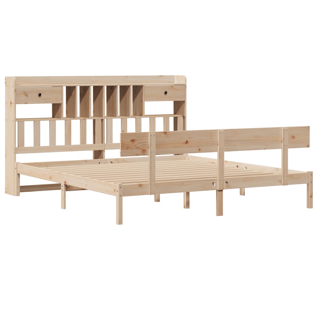 Seng med bokhylle uten madrass 180x200 cm heltre furu