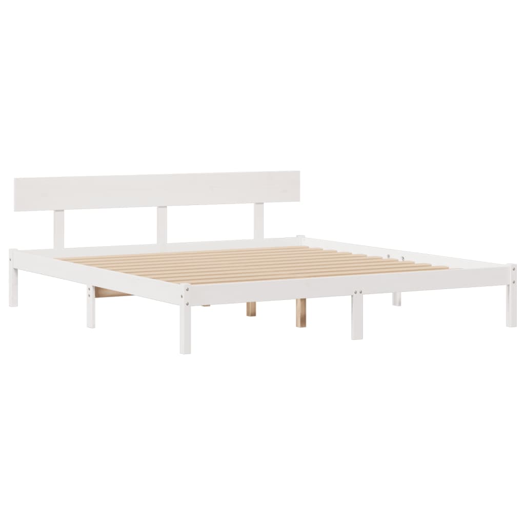 Seng med bokhylle uten madrass hvit 180x200 cm heltre furu