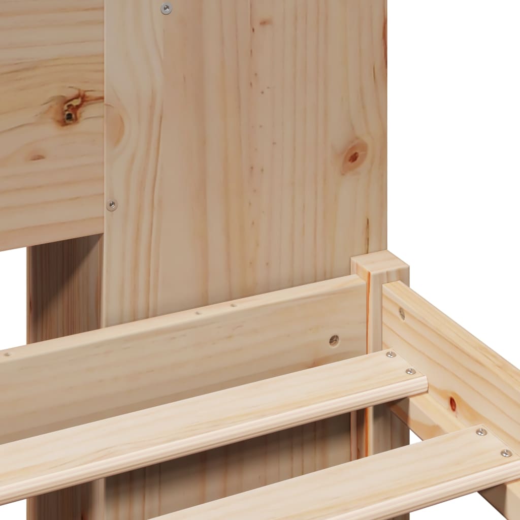 Seng med bokhylle uten madrass 135x190 cm heltre furu