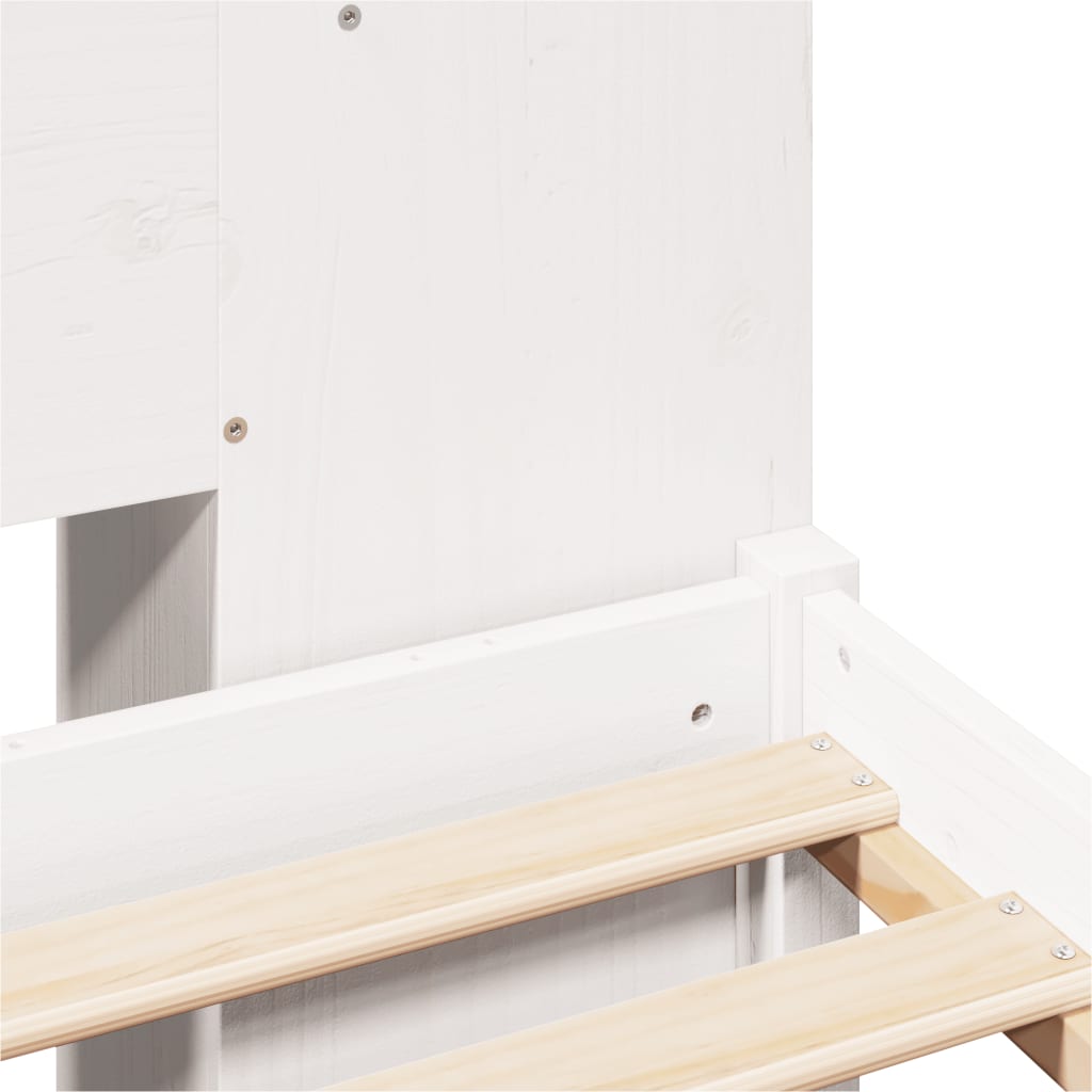 Seng med bokhylle uten madrass hvit 135x190 cm heltre furu