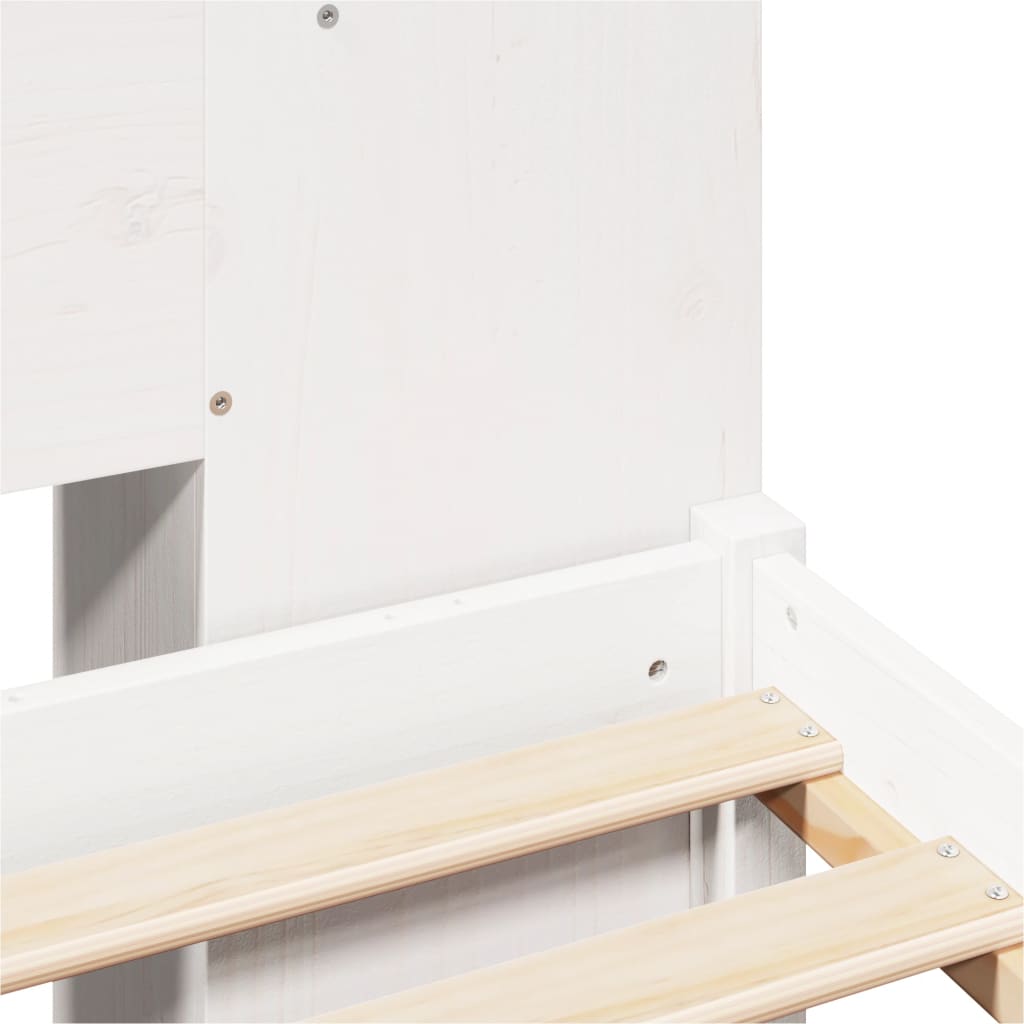 Seng med bokhylle uten madrass hvit 140x200 cm heltre furu