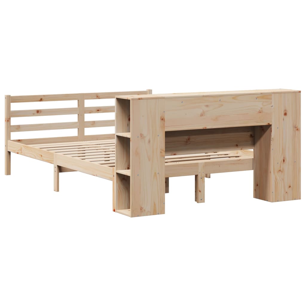 Seng med bokhylle uten madrass 160x200 cm heltre furu