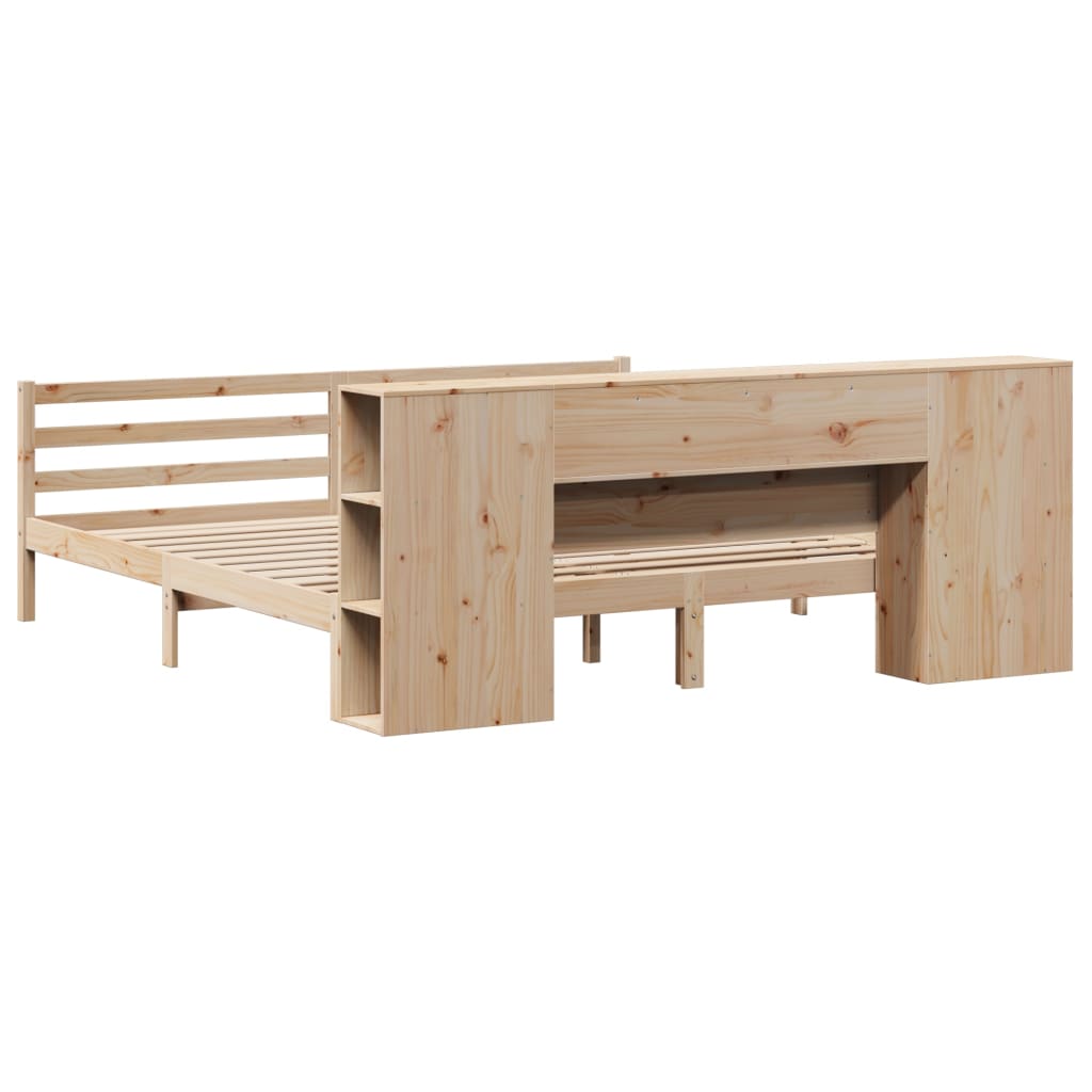 Seng med bokhylle uten madrass 180x200 cm heltre furu