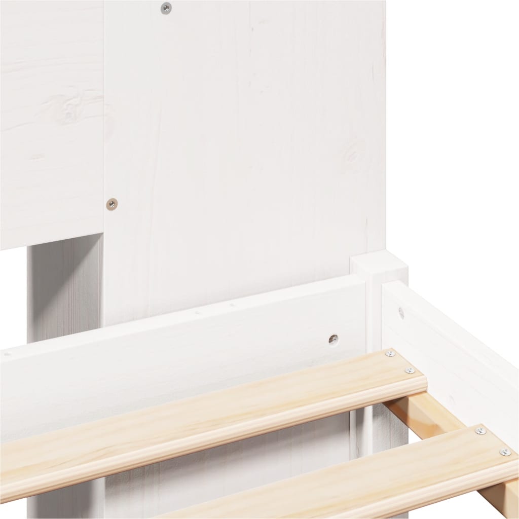 Seng med bokhylle uten madrass hvit 180x200 cm heltre furu