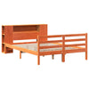 Seng med bokhylle uten madrass voksbrun 150x200 cm heltre furu