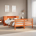 Seng med bokhylle uten madrass voksbrun 150x200 cm heltre furu