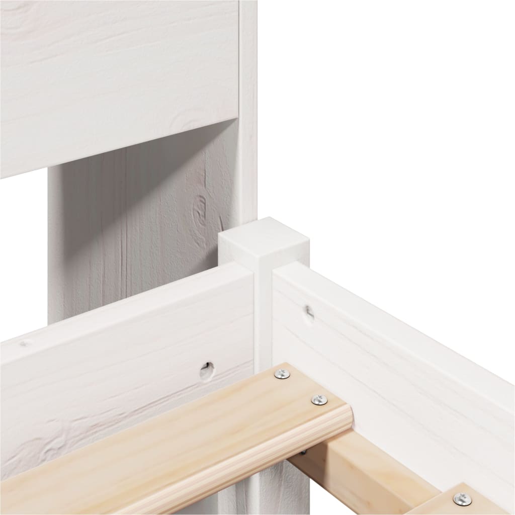 Seng med bokhylle uten madrass hvit 75x190 cm heltre furu