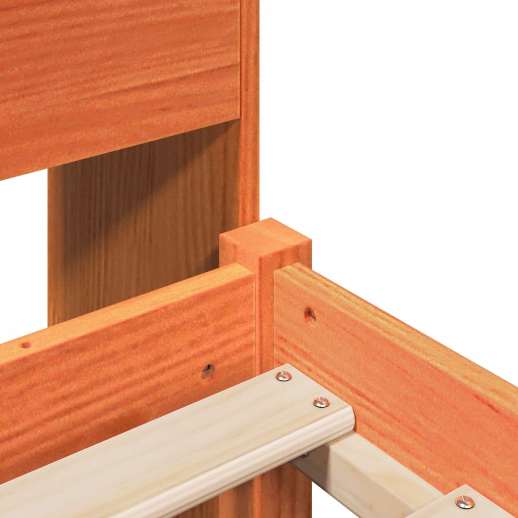 Seng med bokhylle uten madrass voksbrun 75x190 cm heltre