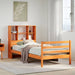 Seng med bokhylle uten madrass voksbrun 75x190 cm heltre