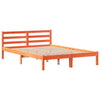 Seng med bokhylle uten madrass voksbrun 120x200 cm heltre