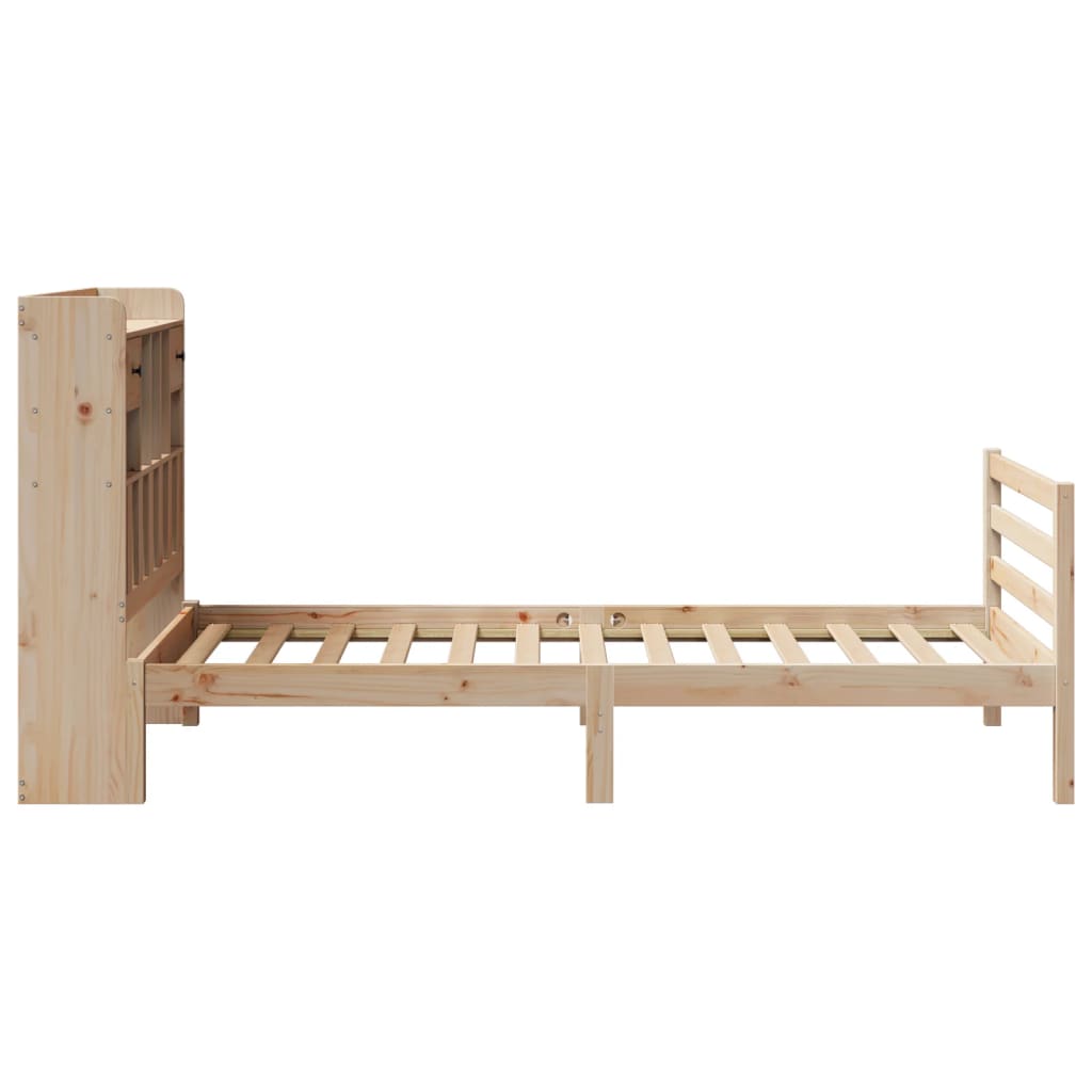 Seng med bokhylle uten madrass 75x190 cm heltre furu