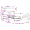 Seng med bokhylle uten madrass 135x190 cm heltre furu