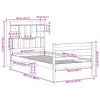 Seng med bokhylle uten madrass 90x200 cm heltre furu