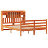 Seng med bokhylle uten madrass voksbrun 150x200 cm heltre furu