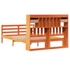 Seng med bokhylle uten madrass voksbrun 150x200 cm heltre furu