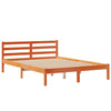 Seng med bokhylle uten madrass voksbrun 150x200 cm heltre furu