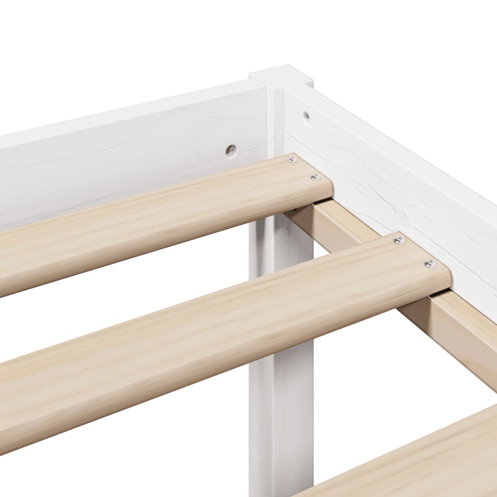 Seng med bokhylle uten madrass hvit 135x190 cm heltre furu