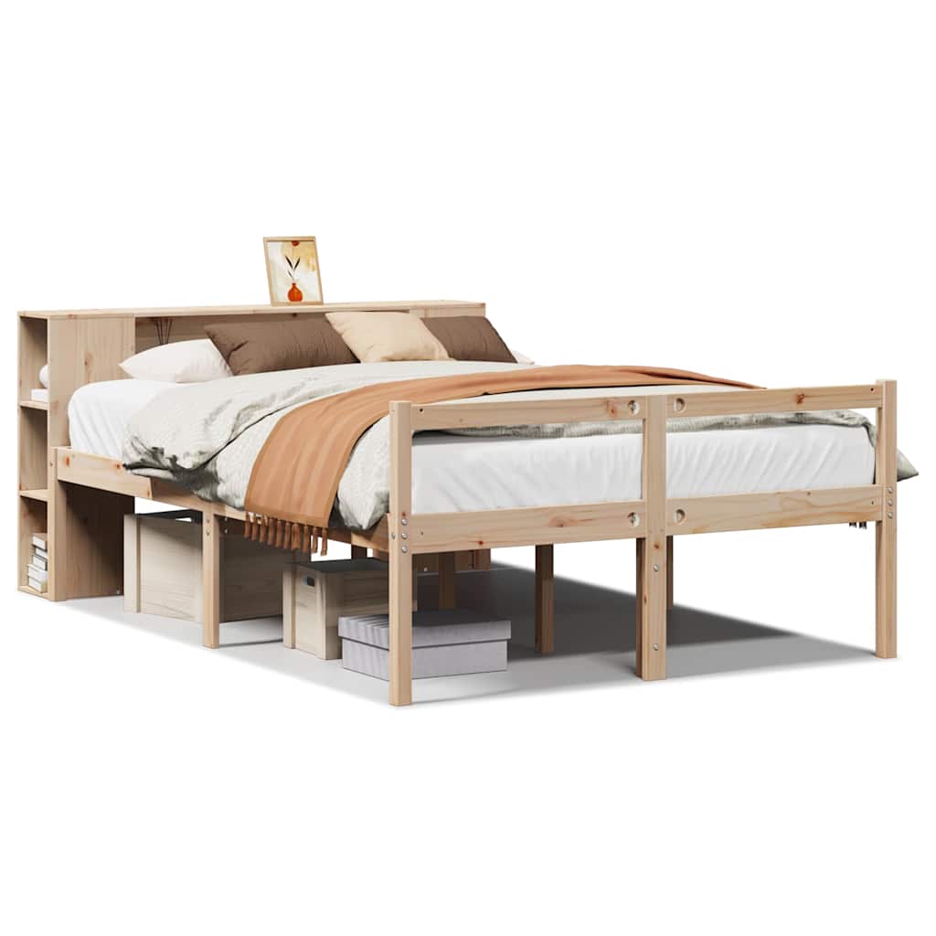 Seng med bokhylle uten madrass 160x200 cm heltre furu