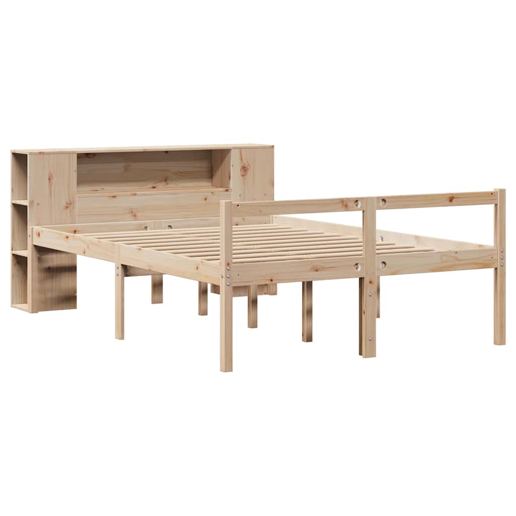 Seng med bokhylle uten madrass 160x200 cm heltre furu