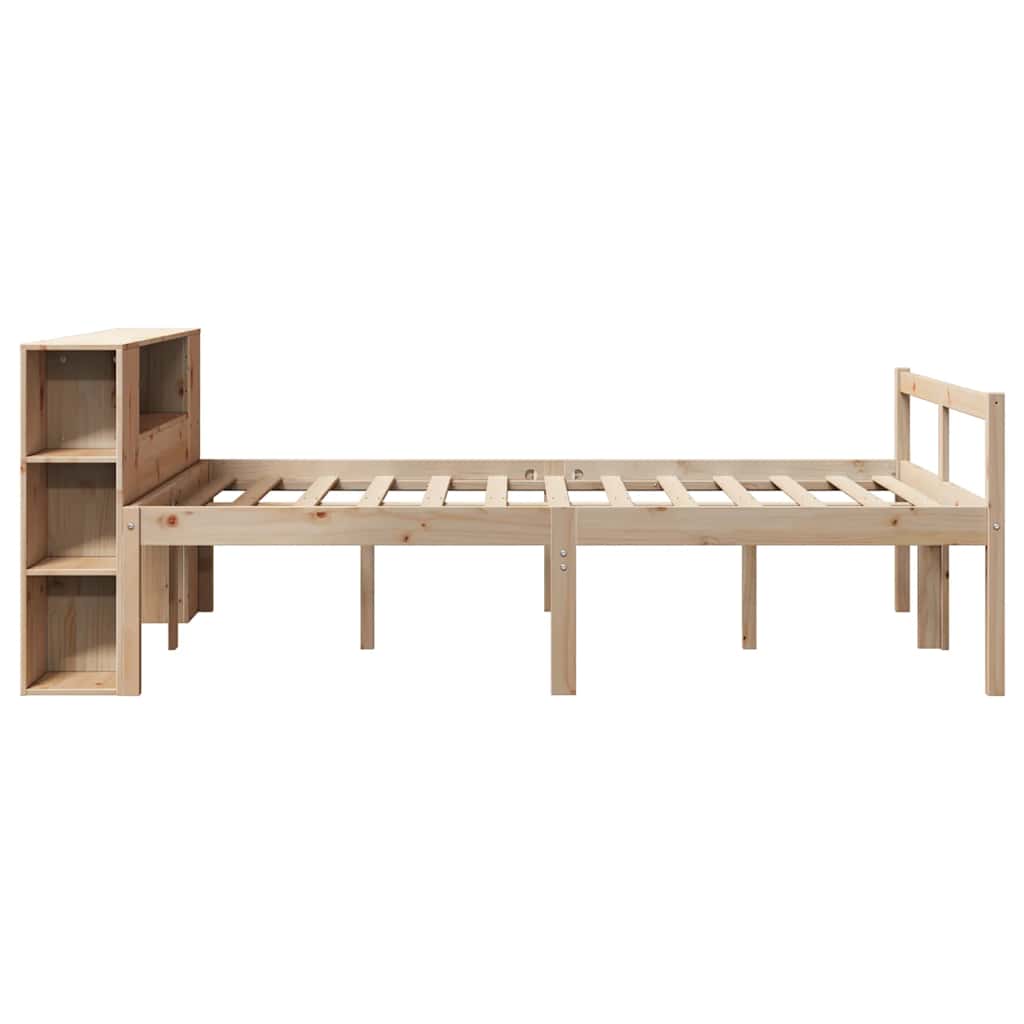 Seng med bokhylle uten madrass 160x200 cm heltre furu