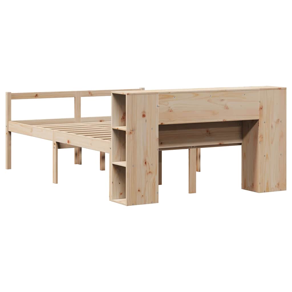 Seng med bokhylle uten madrass 160x200 cm heltre furu