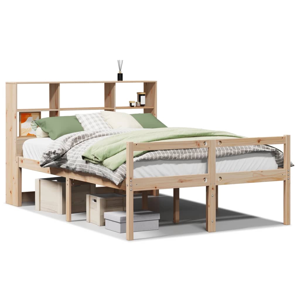 Seng med bokhylle uten madrass 120x190 cm heltre furu
