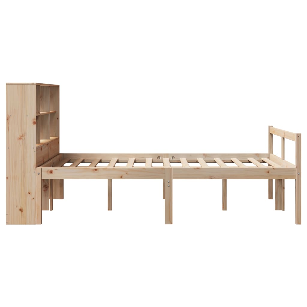 Seng med bokhylle uten madrass 140x190 cm heltre furu
