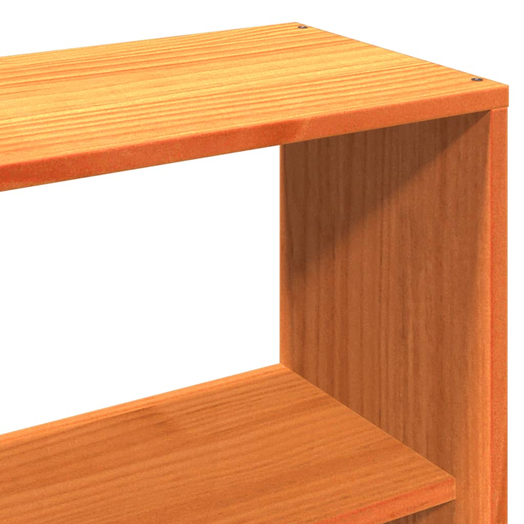 Seng med bokhylle uten madrass voksbrun 135x190 cm heltre