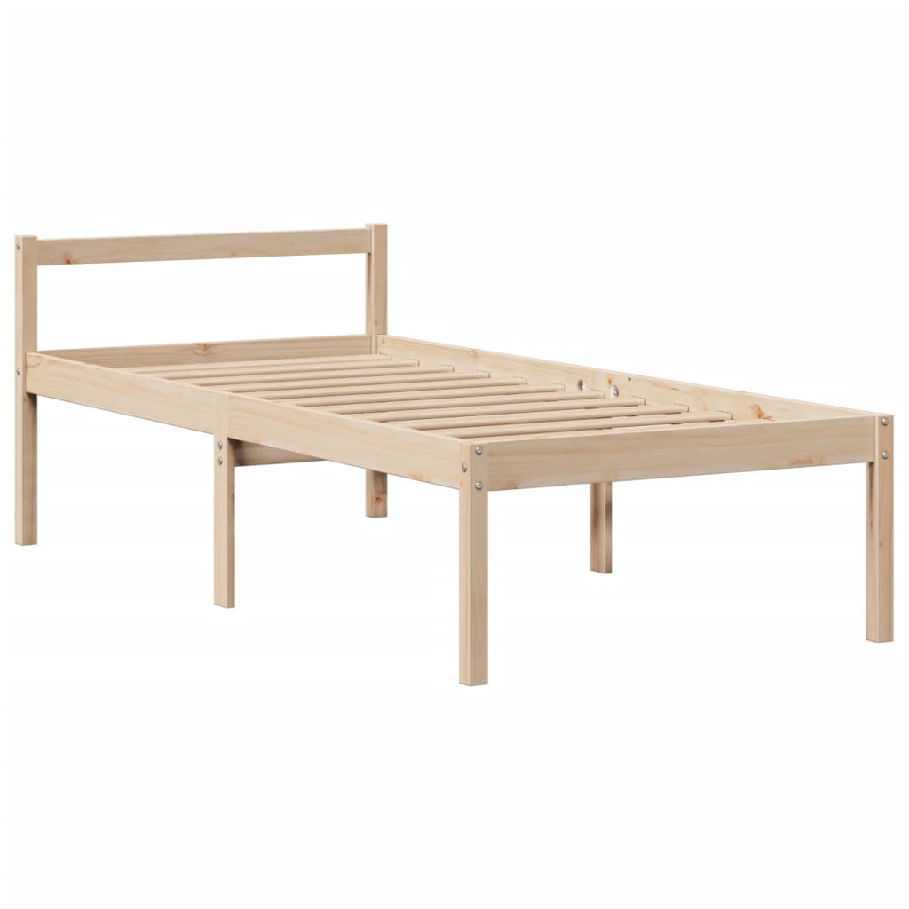Seng med bokhylle uten madrass 90x190 cm heltre furu