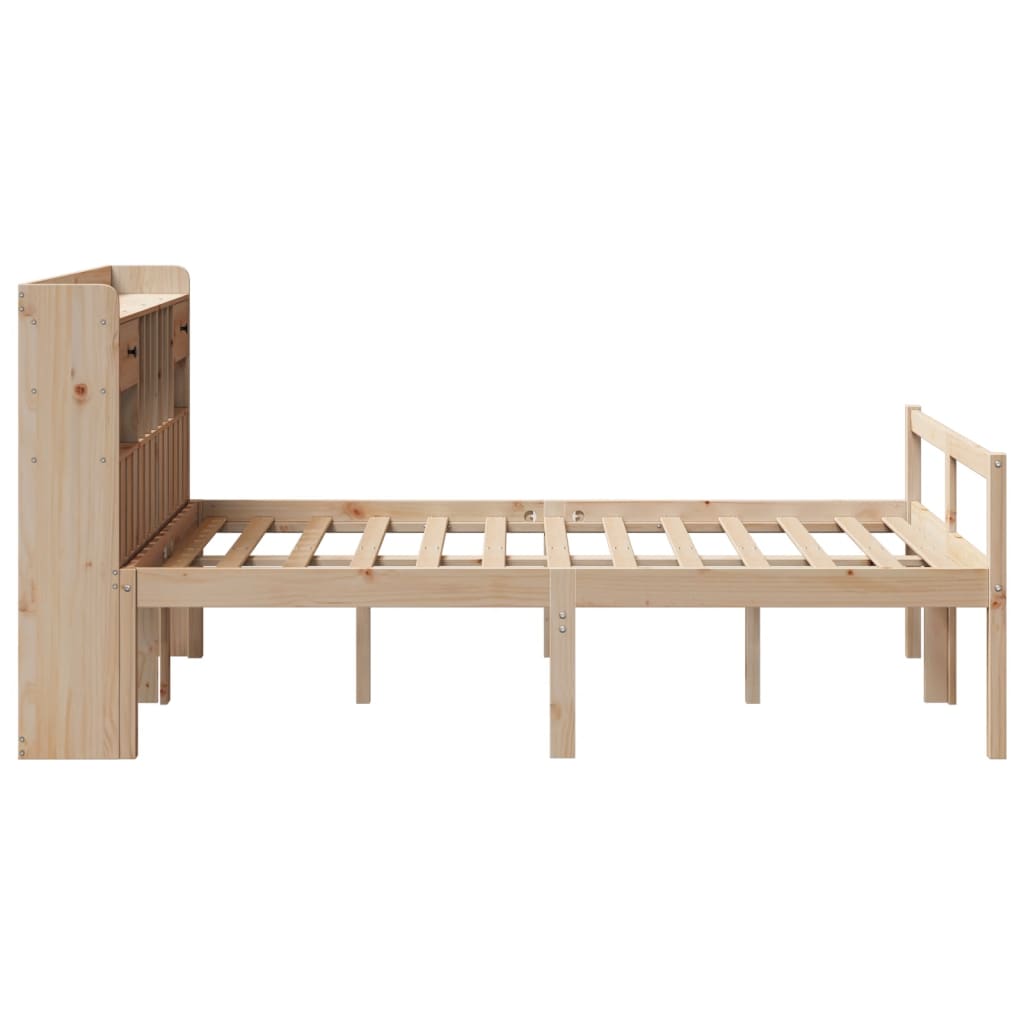 Seng med bokhylle uten madrass 135x190 cm heltre furu
