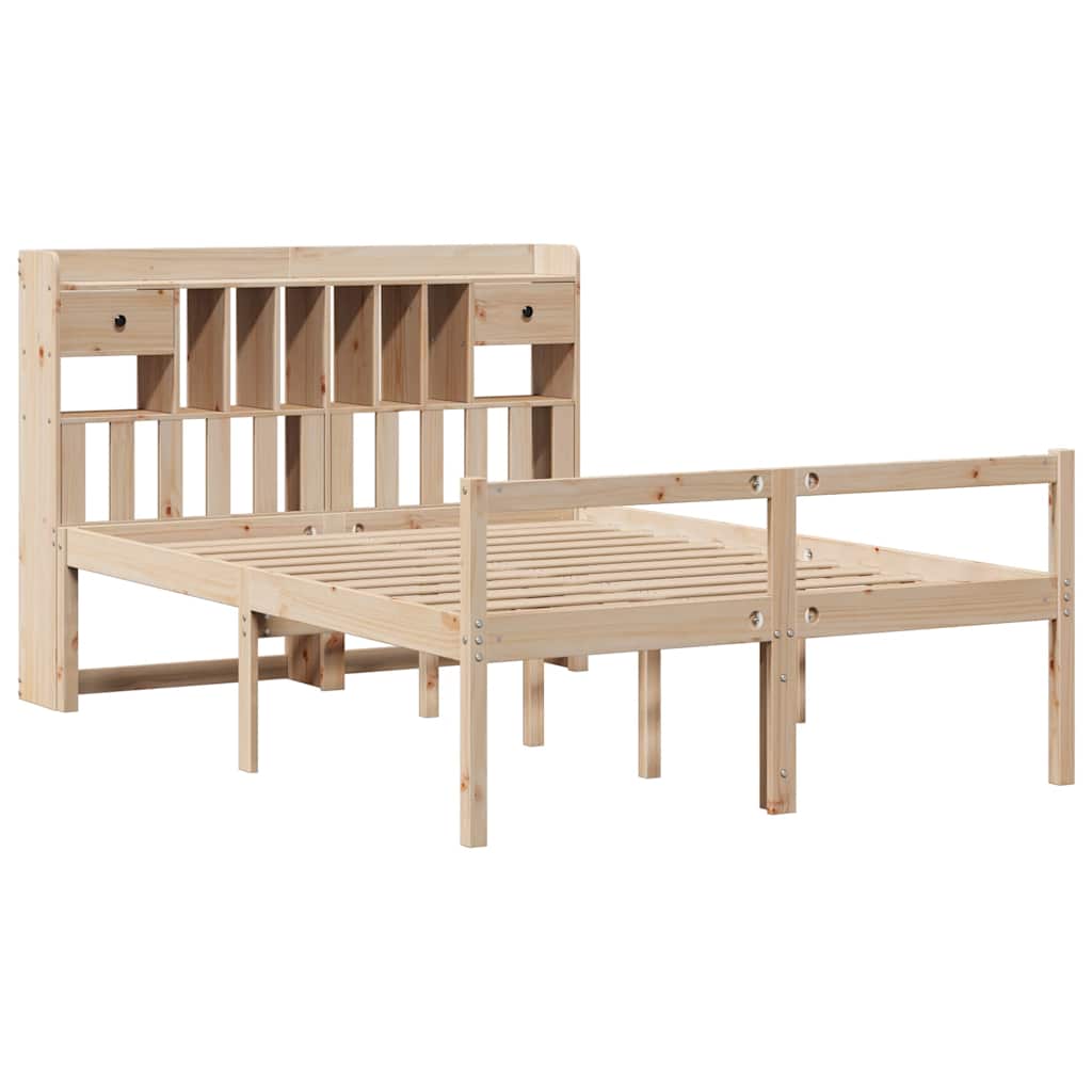 Seng med bokhylle uten madrass 140x190 cm heltre furu