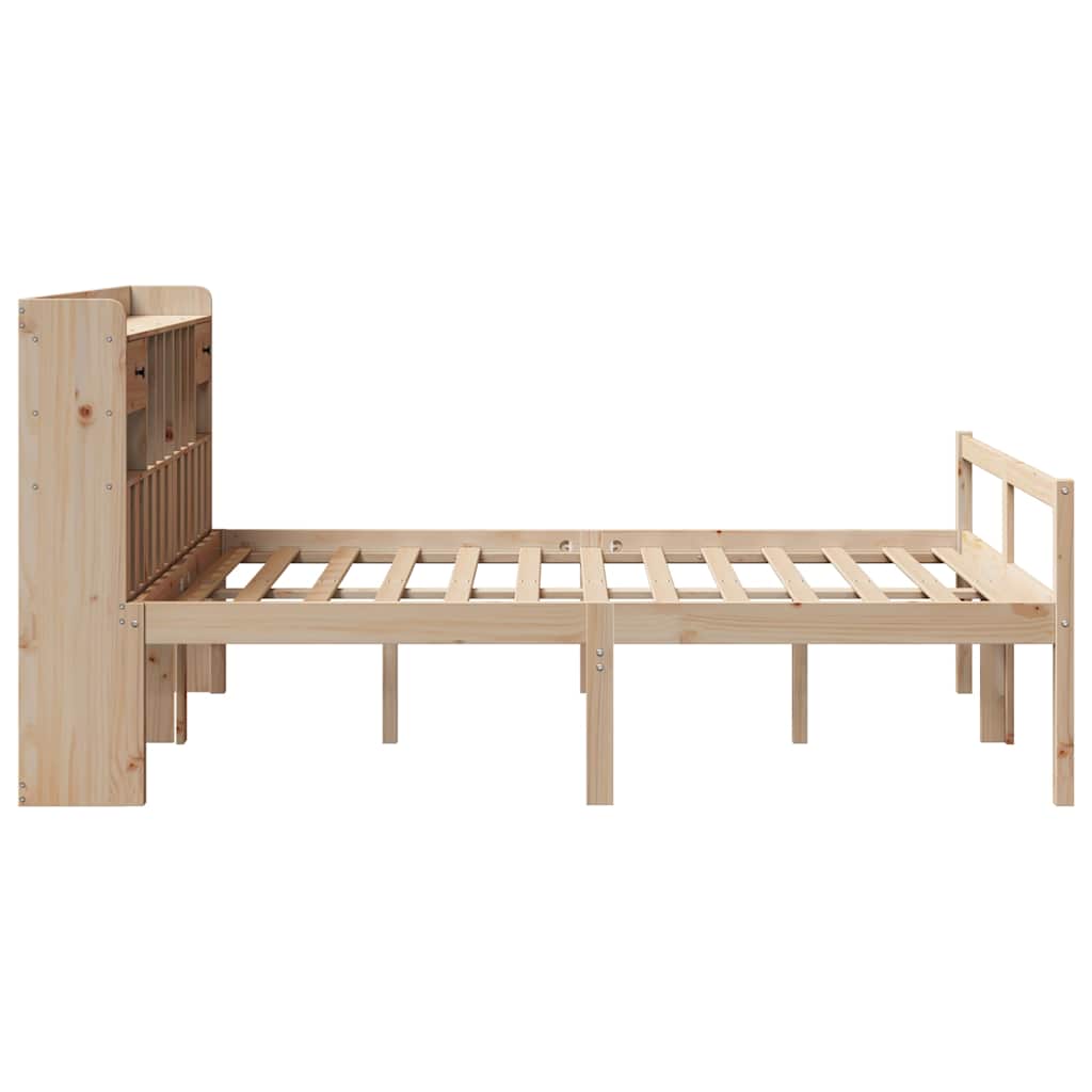 Seng med bokhylle uten madrass 140x190 cm heltre furu
