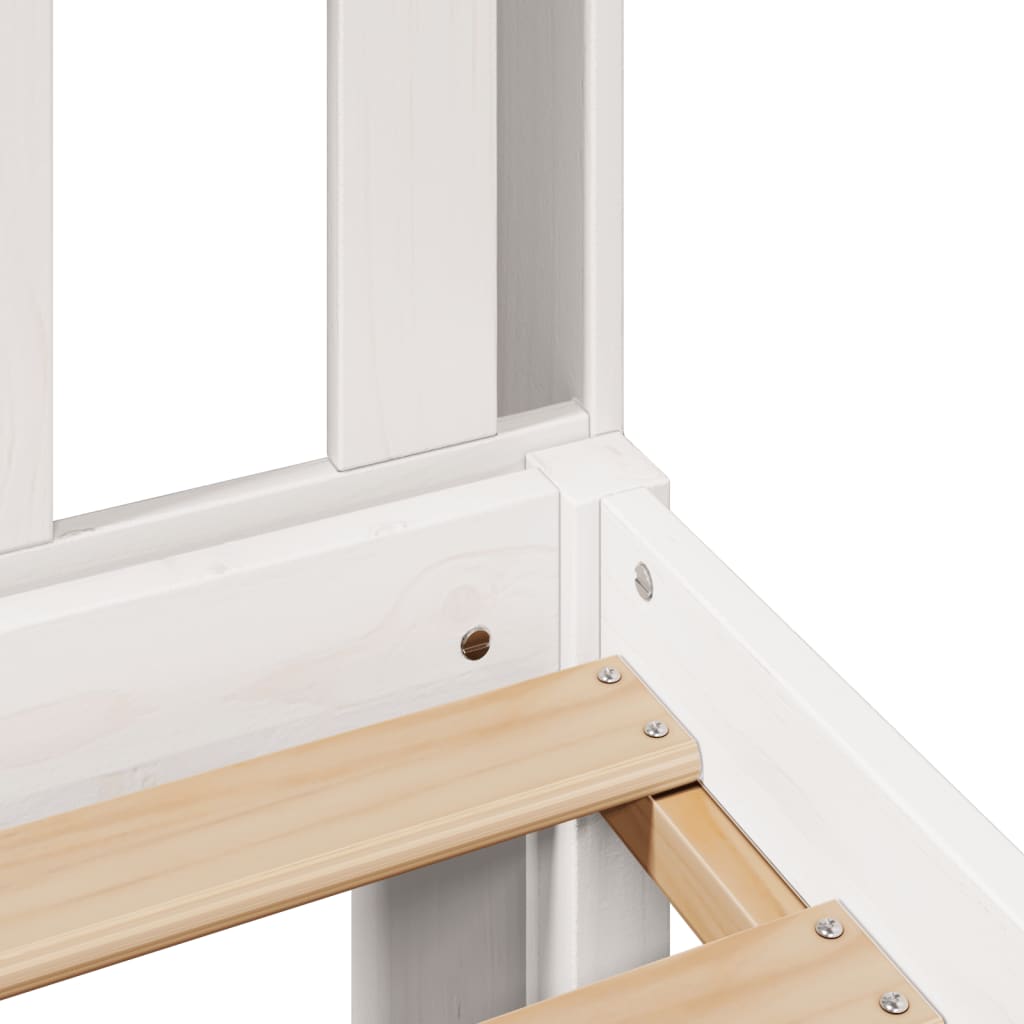 Seng med bokhylle uten madrass hvit 150x200 cm heltre furu