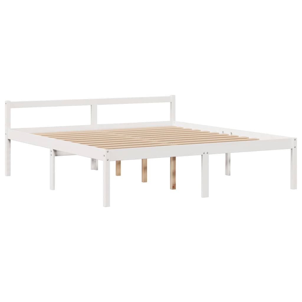 Seng med bokhylle uten madrass hvit 180x200 cm heltre furu