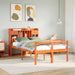Seng med bokhylle uten madrass voksbrun 135x190 cm heltre furu