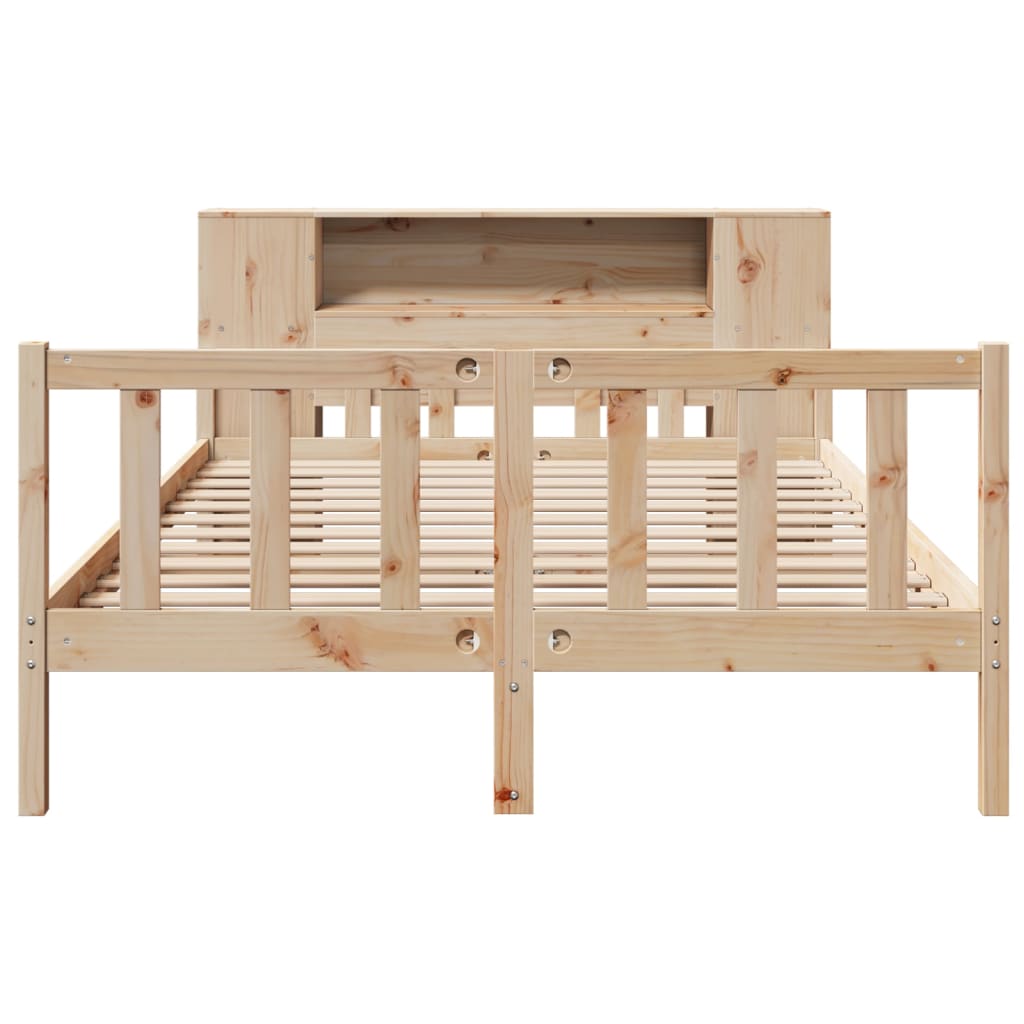 Seng med bokhylle uten madrass 160x200 cm heltre furu