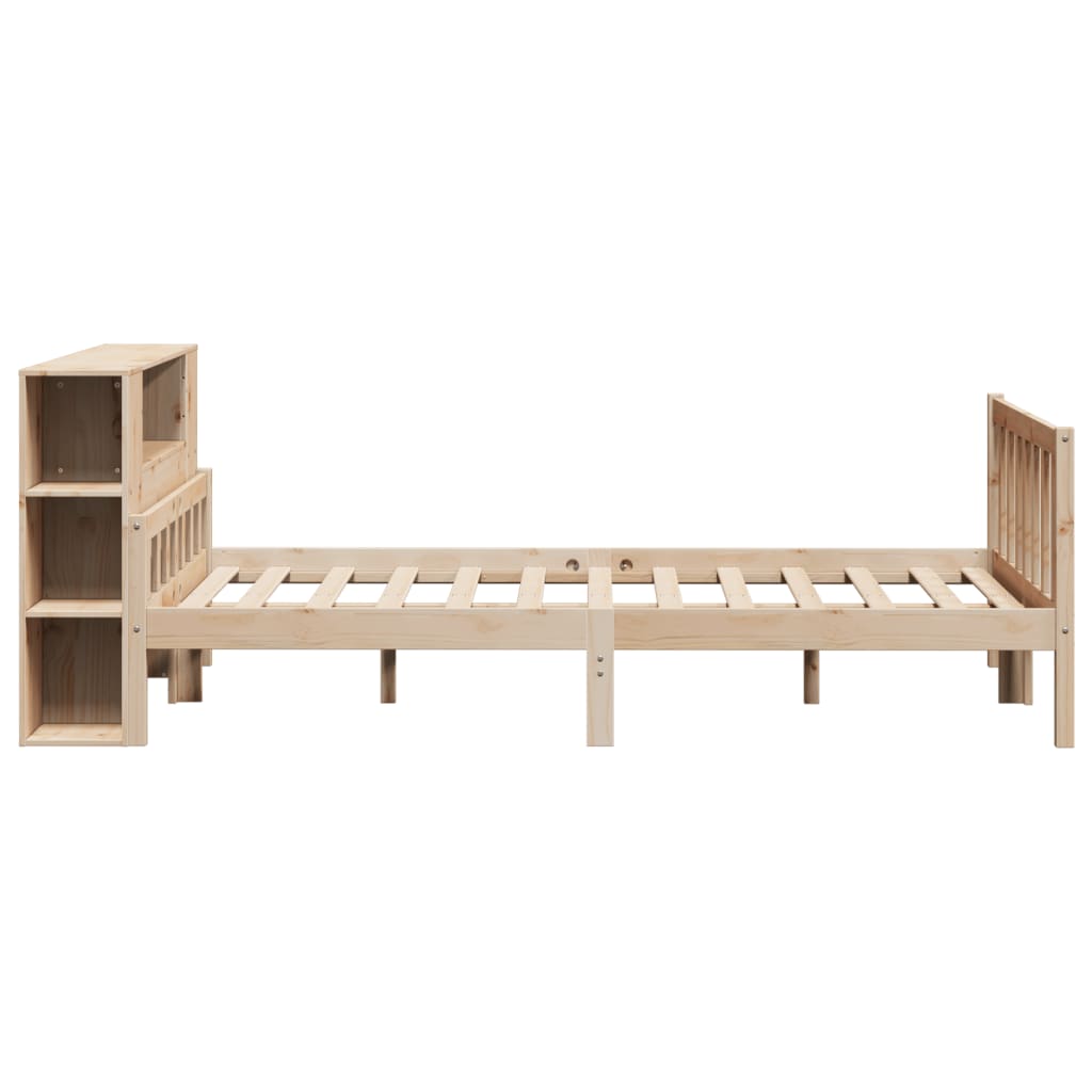 Seng med bokhylle uten madrass 160x200 cm heltre furu